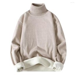 Men's Sweaters Turtleneck Sweater Warm Cosy Winter Thick Knitted High Collar Cold Resistant Elastic Soft Plush Pullover