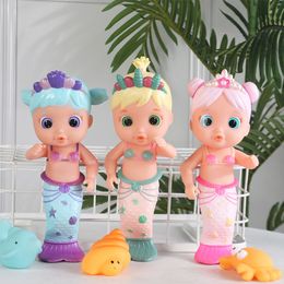 Dolls Baby Bjd Dolls Mermaid Bath Toy Girl Cute Squirting Mermaid Doll Bath Toys Color-changing Magic Water Game Toys For Children 230829