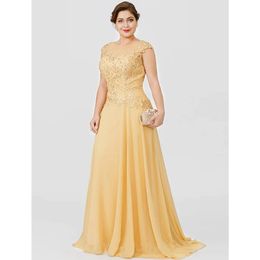 2023花嫁のドレスの黄色いマザーシアースクープキャップスリーブレースアップリケプラスサイズのレディーススーツ