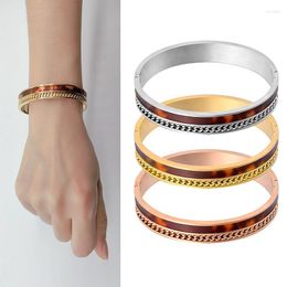 Bangle Rose Gold Color Bangles Bracelets For Woman Stainless Steel Wristband Jewellery Wedding Christmas Gi