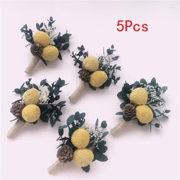 Decorative Flowers 5PCS Natural Mini Bouquet Dried DIY Candle Wrist Corsage For Bridesmaids Wedding Accessories Home Decor Gift