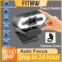 Taida Full HD 1080P 2K 4K Webcam Auto Focus Fill Light Web Camera With Microphone Live Broadcast USB Computer PC Web Cam HKD230825 HKD230828 HKD230828