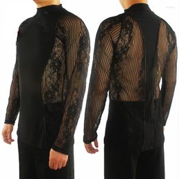 Stage Wear Male Sexy Lace Latin Dance Tops Professional Competition Costume Tango Ballroom Dancing Clothes Samba Rumba Dancewear