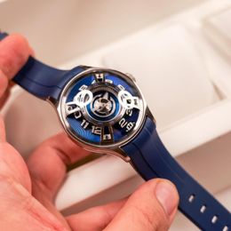 Wristwatches OBLVLO Top Brand Curvature Engine Star Ship Rubber Automatic Watch Men Super Luminous Blue Nightlight Watches BLM