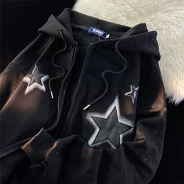 Mens Hoodies Sweatshirts American High Street Hiphop Stars Zipper Female Spring Autumn Section Loose Chic Hong Kong Flavor Brand Sweatshirt 230828