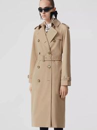 Women's Trench Coats British Style Retro Lapel Double Breasted Strap Waist Coat Autumn Fashion Luxury All-match Jacket