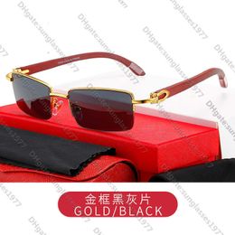 New Kajia half frame original wood leg Sunglasses men's box Fashion Women's Wooden glassesCHKH