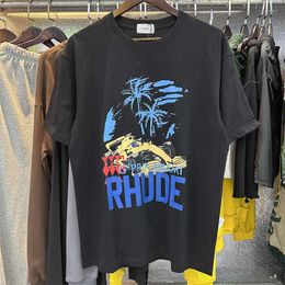 Men's T-Shirts Good Quality 2023ss Rhude Fashion T-Shirts Men Casual Couple Tees Racing Print T Shirt Women Short Sleeve with Tags