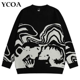 Men's Sweaters Men Sweater Skull Oversize Long Sleeve Tops Gothic Y2K Streetwear Winter Pullovers Knit Vintage Jumper Fashion Harajuku Clothing 230828