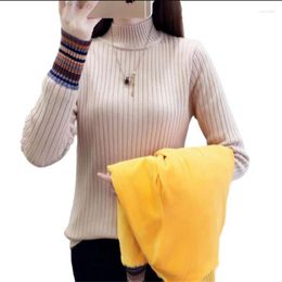 Women's Hoodies Warm Half High Neck Pullover Plus Velvet Thicken Bottoming Sweatershirt Women Knit Inner Wear 2023 Winter Wild Sweater