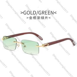 New Kajia trend wood leg frameless Sunglasses Women's ocean film small box men's optical glassesCX73