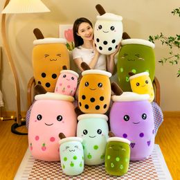 Plush Dolls 25-70cm Cute Cartoon Real-Life Bubble Tea Cup Shaped Pillow Super Soft Back Cushion Kids Toys Birthday Gift Stuffed Funny Boba 230828