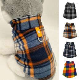 Dog Apparel XS-3XL Vintage Plaid Warm Fleece Pet Clothes Autumn Winter Thickened Vest Coat Small Medium Dogs Costume Traction Ring