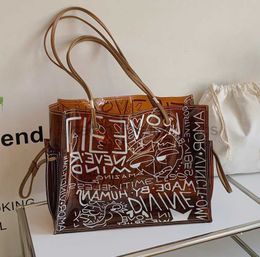 Shoulder Bags PVC Women's HandDesigner Bag Large Transparent Graffiti Beach Waterproof Special Outdoor Travel Storage caitlin_fashion_bags