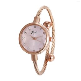 Wristwatches Elegant Rose Gold Heart Dial Watch Female Simple Temperament Student Waterproof Steel Openhigh-Level Luxury Women