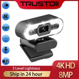 Trustdii Full HD 1080P 2K 4K Webcam Auto Focus Fill Light Web Camera With Microphone Live Broadcast USB Computer PC Web Cam HKD230825 HKD230828 HKD230828 HKD230828