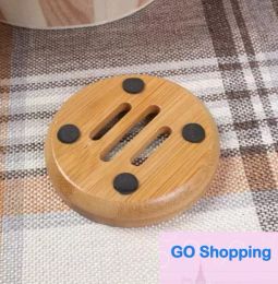 Quality Round Soap Dish Eco-friendly Natural Bamboo Handmade Mini Bathroom Soap Rack 8x8cm Other Bath Toilet Supplies