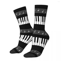 Men's Socks Funny Piano Organ Keyboard Vintage Harajuku Music Notes Hip Hop Seamless Crew Crazy Sock Gift Pattern Printed