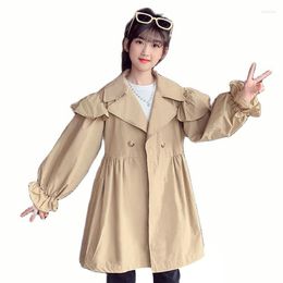 Jackets Girls Long Jacket Outerwear Lace Floral Girl Coats Kids Casual Style Coat Spring Autumn Children Clothing