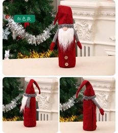 Christmas Gnomes Wine Bottle Cover Swedish Tomte Gnomes Wine Bottle Toppers Santa Claus Bottle Bags Christmas Decorations 0829