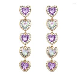 Dangle Earrings 2023 Love Tassel Pink Crystal Long Geometric Earring For Women Beautiful Cute Fashion Jewellery