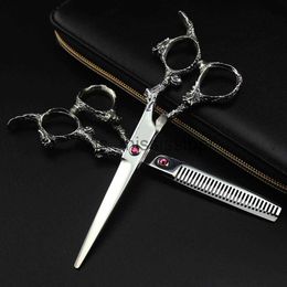 Scissors Shears titan Professional barber tools Sliver hair scissor Japanese hair scissors professional hairdressing dragon handle scissors x0829