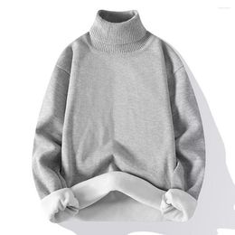 Men's Sweaters High Neck Sweater Cozy Winter Thick Knitted Collar Cold Resistant Elastic Soft Plush Pullover Autumn Fashion