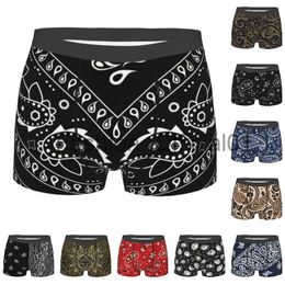 Black Bandana Pattern Underwear Men Sexy Printed Custom Paisley Style Boxer Shorts Panties x0829