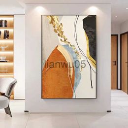 Metal Painting Large Size Contemporary Handpainted Abstract Picture Golden Foil Oil Paintings On Canvas Bedroom Home Decoration Unframed x0829