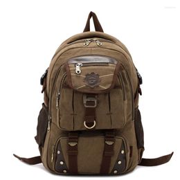 School Bags Fashion Men's Backpack Vintage Canvas Bag Travel Large Capacity 14 '' Laptop