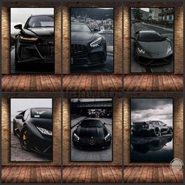 Metal Painting Black Industrial Style Mercedes Benz Car Poster Luxury Car Canvas Painting Wall Art Picture for Living Room Modern Home Decor x0829