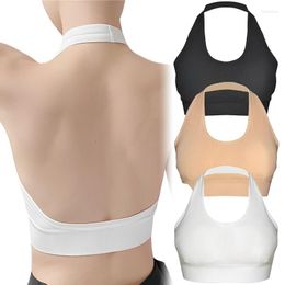 Yoga Outfit Women Backless Vest Sexy Bra Halter Wire Free Sport Suspender Solid Lingerie Female Tops Beautiful Back Sports