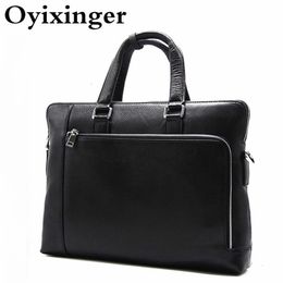 Laptop Bags Men's Luxury Cowhide Briefcase Black Man Crossbody Real Leather For Male Business Shoulder Handbags Bandolera Hombre 2023 230828