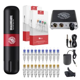 Dragonhawk Atom Rotary Tattoo Kit Hybrid Pen Machine Gun Power Supply Needles D3069-