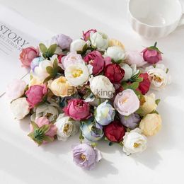 100PCS Artificial Flowers Wedding Decoration Christmas Garland Home Room Scrapbooking Brooch DIY Gifts Candy Box Fake Silk Peony HKD230829