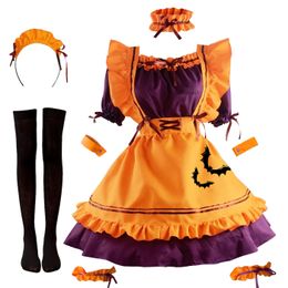 Urban Sexy Dresses S 4XL 5XL Plus Size Halloween Maid Cosplay Costumes Pumpkin Suit Womens Role Play Japanese Lolita Female Dress 230829