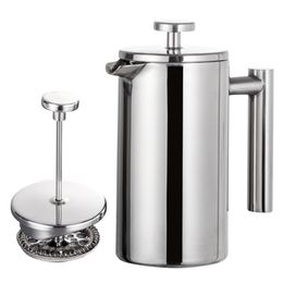 Water Bottles 350ml800ml1000ml Coffee Maker French Press Stainless Steel Double Walled Insulated Pot Kitchen Barware 230829