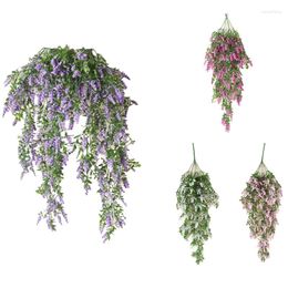 Decorative Flowers Beautiful Fashion Fake Plant Wall Artificial Hanging Lavender Vine Flower Rattan Home Garden Decoration