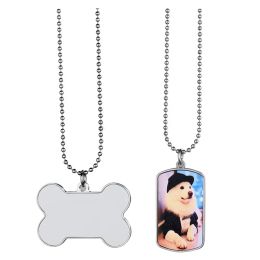 Sublimation Blank Pendant Necklace Heat Transfer Pet Dog Tag DIY Creative Gift Supplies LL
