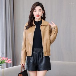 Women's Leather Motorcycle Faux Jacket For Women Ladies Biker Streetwear Coat Soft Outwear Autumn And Winter