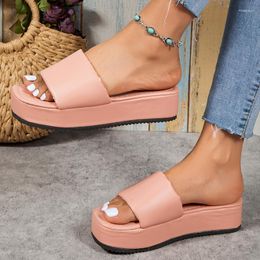 Slippers Women's Shoes 2023 One Pedal Summer Outdoor Solid Colour Ladies Platform