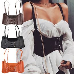 Belts Brand Vintage Women's Corset Vest Steampunk Harness Stretchy Waistcoat Wide Cincher With Buckle Cummerbunds 230829