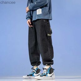 2021 Men's Pure Colour Side Rainbow Belt Jeans Japanese Streetwear Straight Casual Pants Hip Hop Style Fashion Trousers M-5XL HKD230829