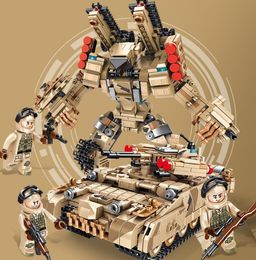 Transformer Figure Lepin Military Build Block Tank Transformer Toy Blaster Model Build Kit Transformers Robot Small Particle Build Military Minifig Toys For boy