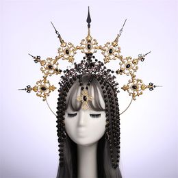 Sun Goddess Baroque Halo Headpiece Gothic Halo Crown Lolita Tiara Crown Headband Halloween Vintage Accessories Droppshipping