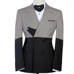 Men's Suits Elegant For Men Grey Black 2 Piece Classic Fit Patchwork Jacket With Pants Wedding Prom Party Tailor Made Suit Supply