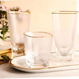 Wine Glasses Creative Design Nordic Style Glass Water Cups Gold Painting Hammer Pattern Colourful Milk Juice Cold Drinks 220ml 335ml