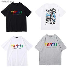 Men's New T-shirt Letter Driving dogs Print Tee Women's Trendy loose T-shirt Trapstar brand tops High Street Short Sleeve Asia White black solid Colour NHDX