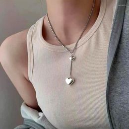 Pendant Necklaces Sweet Cool Heart Tassels Necklace Y2K Layered Choker Simple Collar Statement Jewelry Elegant