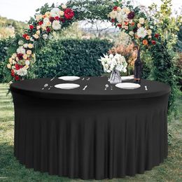 Table Skirt Round Black Elastic Jellyfish Cloth Cover Tablecloth For Birthday Christmas Home Party Decor Wedding Supplies